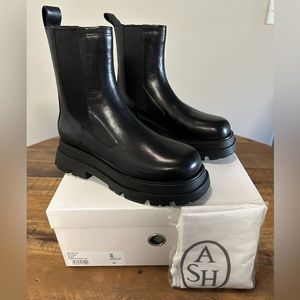 Ash Elite Chelsea Boot Black Leather Size 38